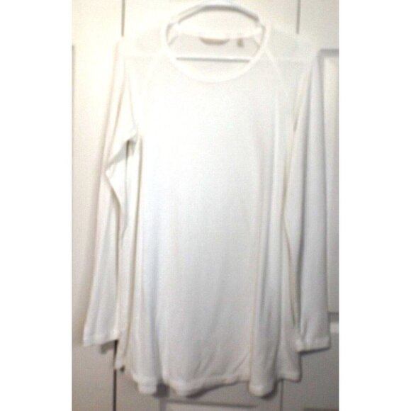 Soft Surroundings M White Viscose Blend Raglan Sleeve Sheer Sweater Round Neck - Picture 1 of 5